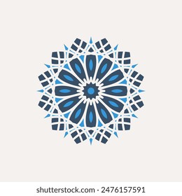 Arabic circular geometric symbol. Vector floral mosaic oriental ornamental logo template