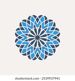 Arabic circular geometric symbol. Vector floral mosaic oriental ornamental logo template