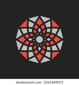 Arabic circular geometric symbol. Vector floral mosaic oriental ornamental logo template