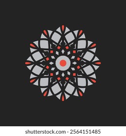 Arabic circular geometric symbol. Vector floral mosaic oriental ornamental logo template