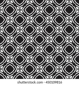 Arabic classic monochrome mosaic style line geometric pattern seamless. Vector illustration