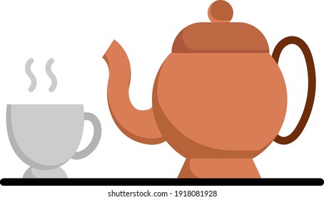 Arabic coffee crockery Concept, Hot Drink Vector color Icon Design, Arab culture and traditions Symbol on white background, Islamic and Muslim practices Sign Stock illustration