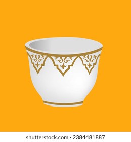 arabic coffee cup fenjan in flat vector design