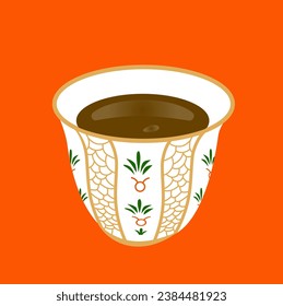 arabic coffee cup fenjan in flat vector design