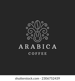 Plantilla de diseño de icono de la línea de café árabe