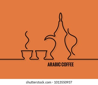 arabic coffee logo. Line concept design background