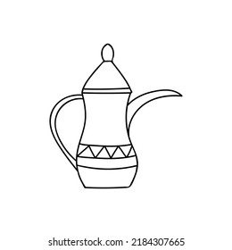 Arabische Kaffeekanne doodle Illustration in Vektorgrafik. Arabische Kaffeekanne, handgezeichnet, Vektorgrafik. Arabische Kupferdoodle-Illustration in Vektorgrafik.