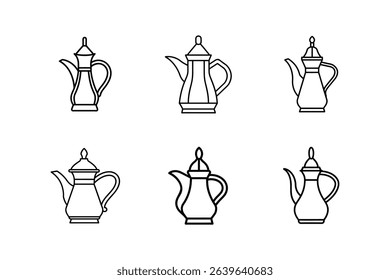 arabic coffee pot icon line art vector illustration