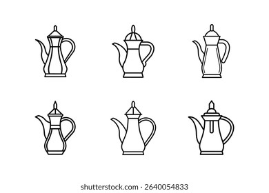 arabic coffee pot icon line art vector illustration