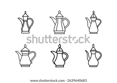 arabic coffee pot icon line art vector illustration