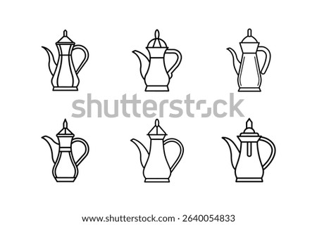 arabic coffee pot icon line art vector illustration