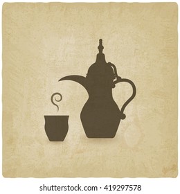 Arabic coffee pot old background. vector illustration - eps 10