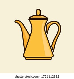 arabic coffee pots flat vector, Dallah, Arabian tradition
