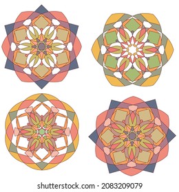 arabic colored ornament, mandala. geometric pattern, oriental art, vector illustration