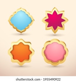 Arabic colorful banner 3d frame badge template set
