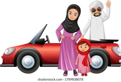 Arabic couple cartoon character illustration