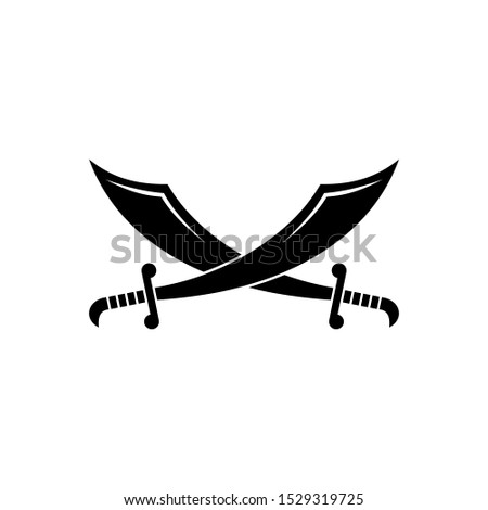 Arabic crossed scimitar swords logo template with simple vector symbol in flat design monogram illustration