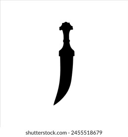 Arabic dagger silhouette isolated on white background. Dagger icon vector illustration.