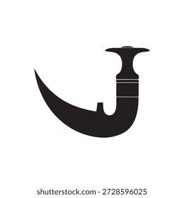 Silueta de daga árabe aislada sobre fondo blanco. Ilustración vectorial de icono de daga.
