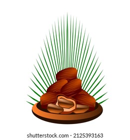 Arabic dates fruit white leaves for background or wallpaper vector image