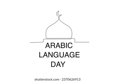 An Arabic Day celebration banner. Arabic language day one-line drawing