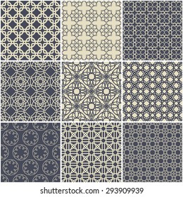 Arabic decorative set: 9 seamless patterns