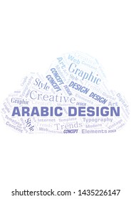 Arabic Design word cloud. Wordcloud made with text only.