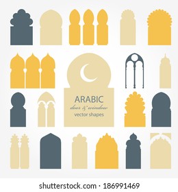 Arabic door and window vector silhouette 