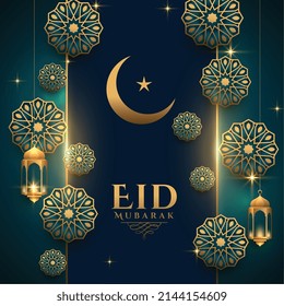 arabic eid mubarak wishes greeting background with islamic decoration