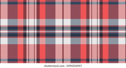 Arabic fabric plaid pattern, coat seamless vector background. Decorative texture check textile tartan in red and white colors palette.