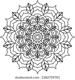Arabic Figure mandala Flower black and white ornamental mandala pattern design
