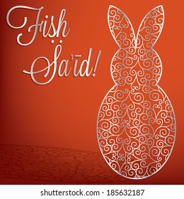 Arabic filigree bunny 'Happy Easter' card in vector format
