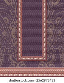 Arabic Floral Arch for your front shirt design. Elegance Background in violet.