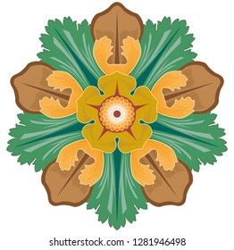Arabic floral frame, round, oval decorative frame, vector element for design in oriental style, islamic design.
