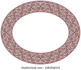 Arabic floral frame, round, oval decorative frame, vector element for design in oriental style, islamic design.