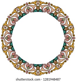 Arabic Floral Frame Round Oval Decorative Stock Vector (Royalty Free ...