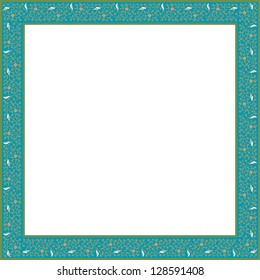 Arabic Floral Frame. Traditional Islamic Design. Mosque decoration element. Elegance Background with Text input area in a center.