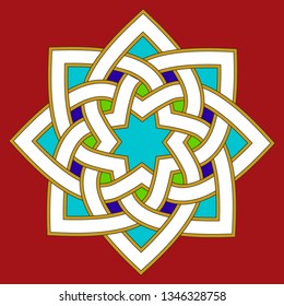 Arabic Floral Frame. Traditional Islamic Design. Mosque decoration element. Elegance Background with Text input area in a center.