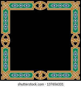 Arabic Floral Frame. Traditional Islamic Design. Mosque decoration element. Elegance Background with Text input area in a center.