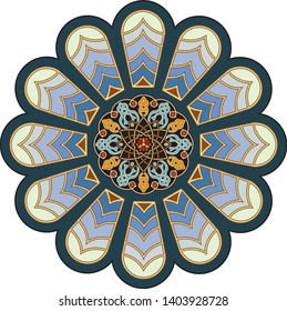 Arabic Floral Frame. Traditional Islamic Design. Mosque decoration element. Elegance Background with Text input area in a center.