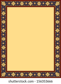 Arabic Floral Frame. Traditional Islamic Design. Mosque decoration element. Elegance Background with Text input area in a center.
