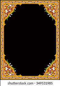 Arabic Floral Frame. Traditional Islamic Design. Mosque decoration element. Elegance Background with Text input area in a center.