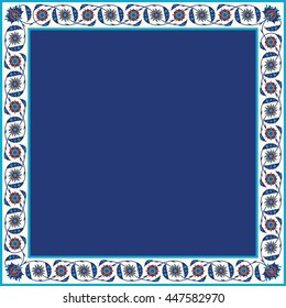Arabic Floral Frame. Traditional Islamic Design. Mosque decoration element. Elegance Background with Text input area in a center.