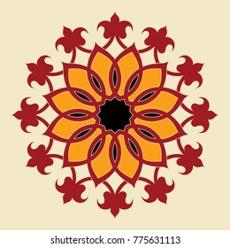 Arabic Floral Frame. Traditional Islamic Design. Mosque decoration element. Elegance Background with Text input area in a center.