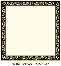 Arabic Floral Frame for your design. Traditional Islamic Design. Elegance Background with Text input area in a center. Suitable for greeting card, poster, invitation, template