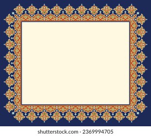 Arabic Floral Frame for your design. Traditional Islamic Design. Elegance Background with Text input area in a center. Suitable for greeting card, poster, invitation and banner