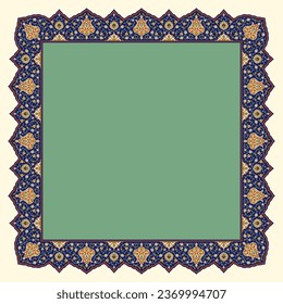 Arabic Floral Frame for your design. Traditional Islamic Design. Elegance Background with Text input area in a center. Suitable for greeting card, poster, invitation and banner