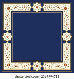 Arabic Floral Frame for your design. Traditional Islamic Design. Elegance Background with Text input area in a center. Suitable for greeting card, poster, invitation and banner