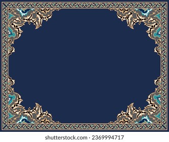 Arabic Floral Frame for your design. Traditional Islamic Design. Elegance Background with Text input area in a center. Suitable for greeting card, poster, invitation and banner