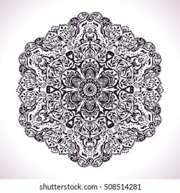 Arabic floral mandala. Vector isolated illustration. Boho chic. Zentangle. Floral background